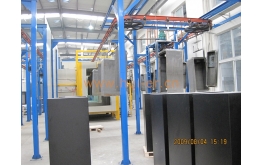 Powder injection production line of sheet metal cabinet