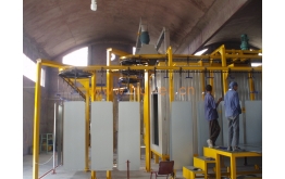 Production line for spraying refrigerator parts abroad